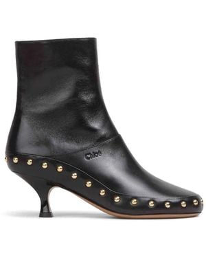 Chloé Studded Leather Ankle Boots - Black
