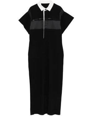 Sacai Polo-Collar Midi Dress - Black