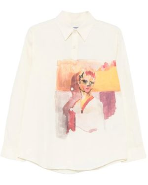 Kidsuper Girl Painting Graphic-Print Button-Up Shirt - White