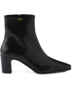 Prada Leather Booties - Black