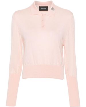 Simone Rocha Crystal-Embellished Polo Top - Pink