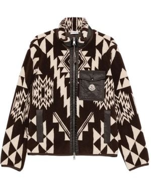 Moncler Jacquard-Knit Zip-Up Fleece - Black