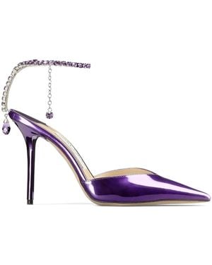 Jimmy Choo Saeda 100mm ビジュートリム パンプス - パープル