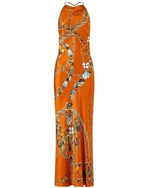 CAMILLA Halter Chain Slip Dress - Orange