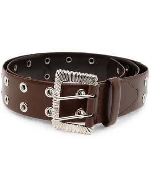 Toga Cinturón De Cuero Con Placa De Metal Grabada - Marrón