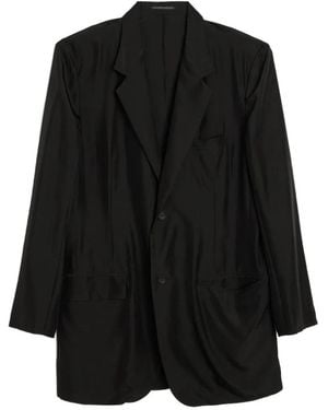 Yohji Yamamoto Two-Button Silk Jacket - Black
