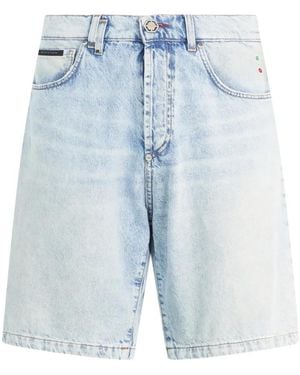 Philipp Plein Belt-Loop Denim Shorts - Blue
