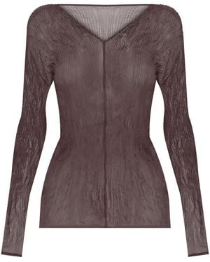 Issey Miyake Chiffon Top - Brown