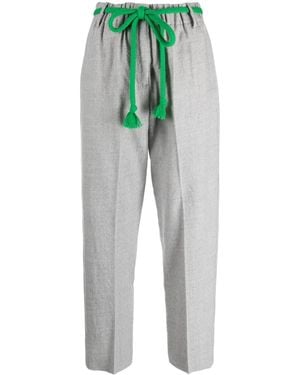 Alysi Belted Straight-Leg Trousers - Grey