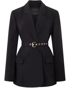 Liu Jo Belt-detail Double-breasted Blazer - Black