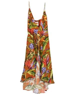 FARM Rio Floral-Print Midi Dress - Metallic