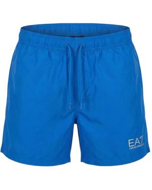 EA7 Logo-Print Swim Shorts - Blue
