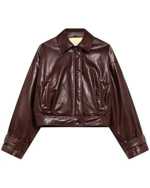 MSGM Logo-Patch Cropped Jacket - Brown