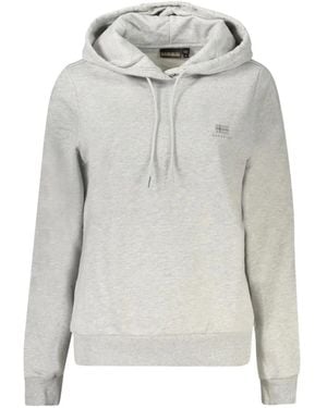 Napapijri Logo-Patch Drawstring Hoodie - Grey