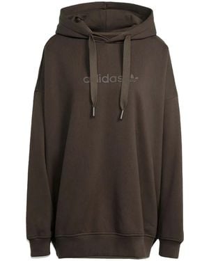 adidas Logo Long-Sleeves Cotton Hoodie - Brown