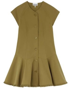Ganni Kleid Aus Grüner Baumwolle