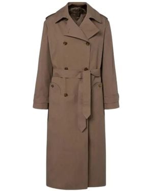Blazé Milano Double-Breasted Belted Trench Coat - Brown