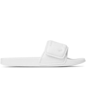 Jimmy Choo Fitz/M Logo-Debossed Slides - White