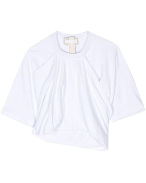 Litkovskaya Graceful Draped Cotton T-Shirt - White