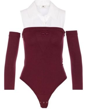 Elisabetta Franchi Body Con Ricamo Logo - Viola