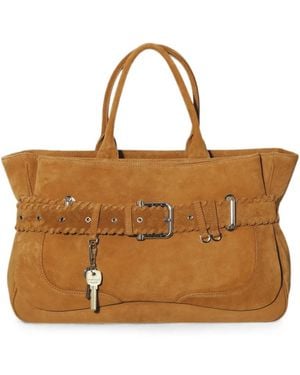 OSOI Buckle-Detail Calf Suede Tote Bag - Brown
