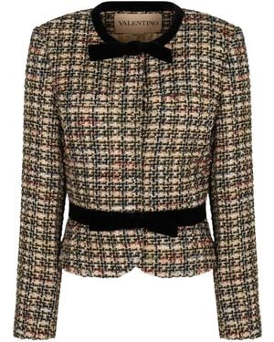 Valentino Garavani Bow-Belt Tweed Jacket - Green