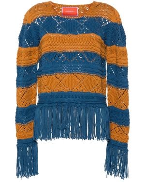 La DoubleJ Cotton-Blend Striped Playa Jumper - Blue