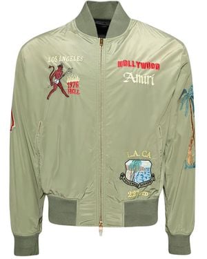Amiri Front-Zip Embroidered Bomber Jacket - Green