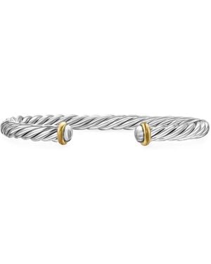 David Yurman 14Kt And Sterling Cable Cuff Bracelet (6Mm) - White