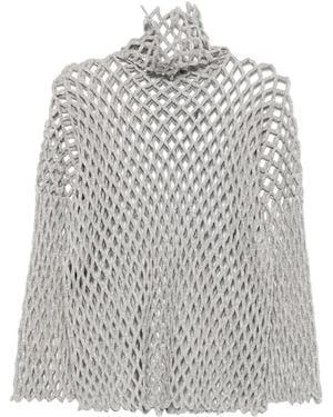 Sportmax Pull En Maille Ajourée À Col Cheminée - Blanc