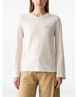 Liu Jo Logo-Embroidered Long-Sleeve T-Shirt - White