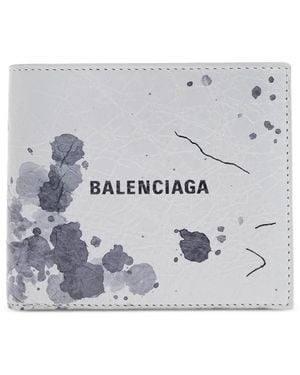 Balenciaga Printed Leather Wallet - Gray