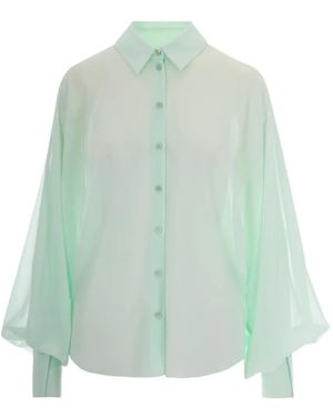 Patrizia Pepe Puff-Sleeve Sheer Shirt - Green