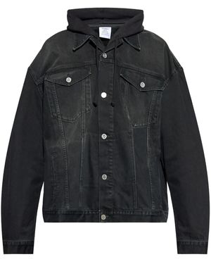 Vetements フーデッド デニムジャケット - ブラック