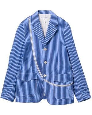 Comme des Garçons Stripe-Pattern Zip-Detail Suit Jacket - Blue