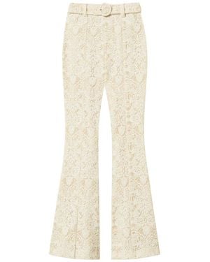 Twinset Flared Lace Pants With Belt - White