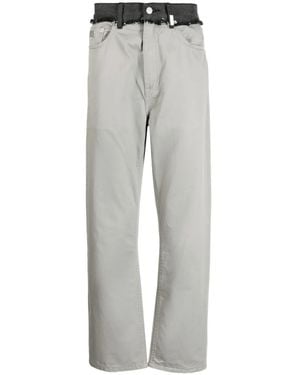 Izzue Pantaloni Dritti A Vita Bassa Con Dettagli Sfilacciati - Grigio