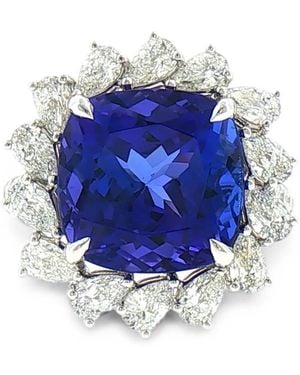 HYT Jewelry Bague Ornée D'Une Tanzanite Et De Diamants - Bleu