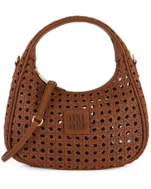 Miu Miu Wander Woven Shoulder Bag - Brown