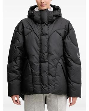 adidas By Stella McCartney Gesteppte Kapuzenjacke - Schwarz