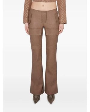 MISBHV Pantalon De Moto Bootcut En Cuir Artificiel - Marron