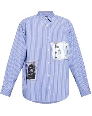 Comme des Garçons Striped Graphic Shirt - ブルー
