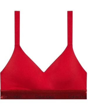 Calvin Klein Logo-Trim Bra - Red