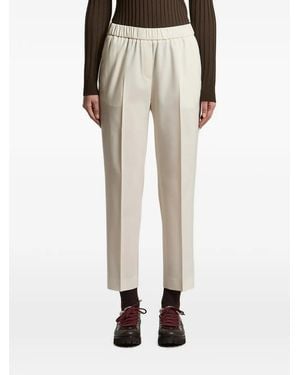 Peserico Elasticated-Waistband Cropped Trousers - Natural