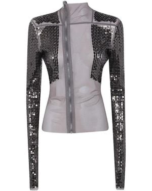 Rick Owens Sequin-Embellished Zip-Up Jacket - Grey
