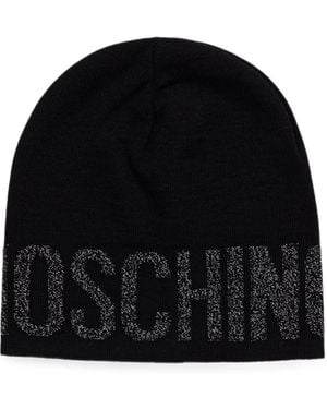 Moschino Logo-Intarsia Beanie Hat - Black