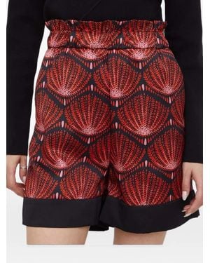 Sisley Ruffled Patterned Shorts - Red