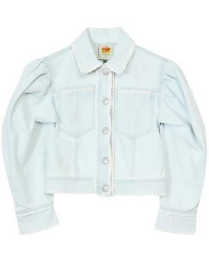 FARM Rio Puffed Sleeves Trim Jacket - Blue
