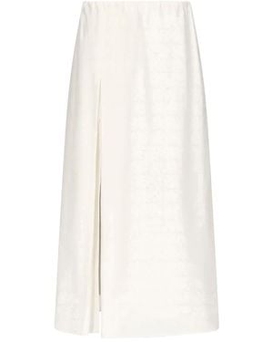 Loulou de Saison Front-Slit Pocketed Midi Straight Skirt - White