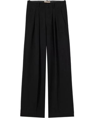 Plan C Pleated Buttoned Trousers - Black
